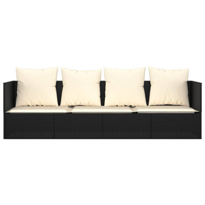 Ebern Designs Patio Lounge Bed With Cushions Poly Rattan by Ebern Designs