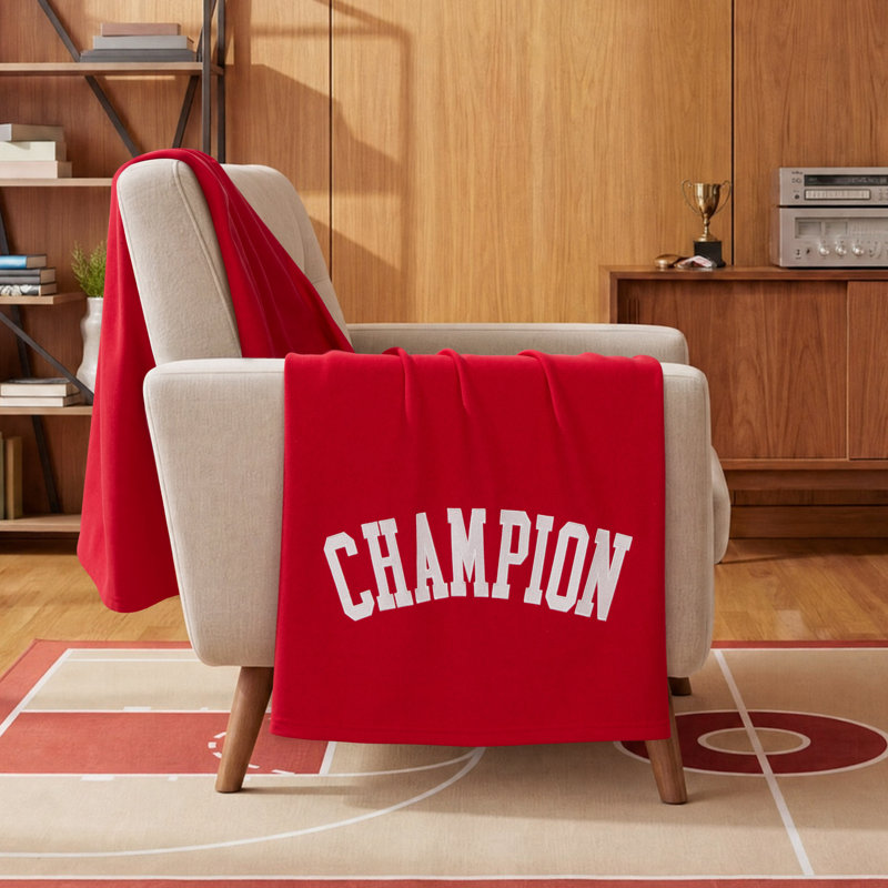 Jeté Champion avec revers en molleton, Rouge
