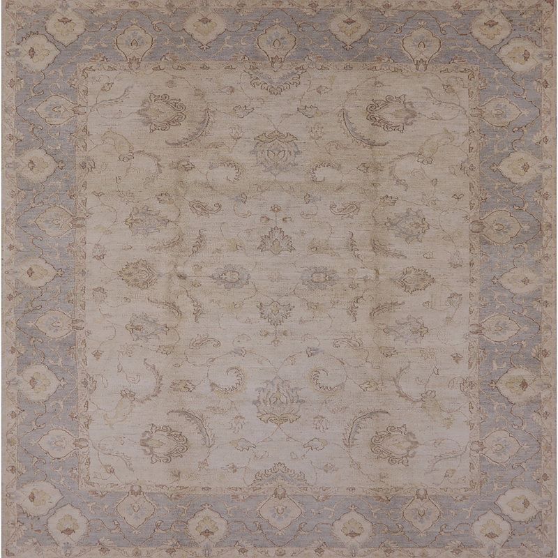 Tapis beige / bleu Malti, Carré 5 pi