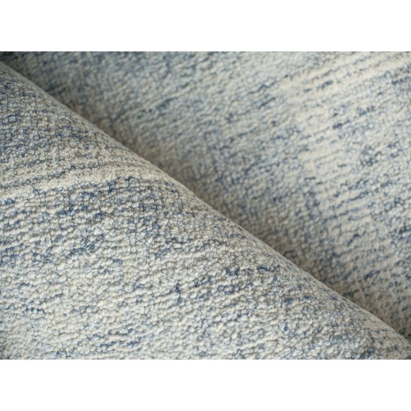 Breckenridge Hand Tufted Wool Abstract Area Rug in Blue/Ivory, Rectangle 14' x 18'