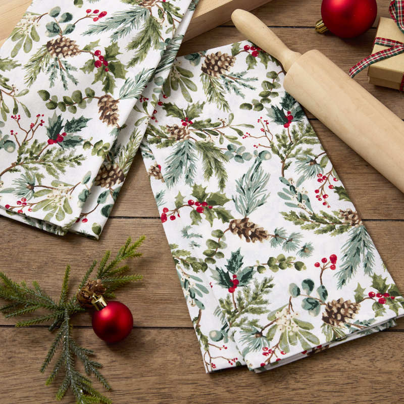 Holiday Sprigs Printed Dishtowel Set/2