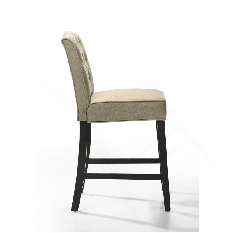 Ensemble de 2 chaises à hauteur de comptoir en tissu beige avec pieds à finition noire Jasper
