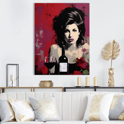 Popart Portrait Winehouse In Wine I, reproduction d'art sur toile