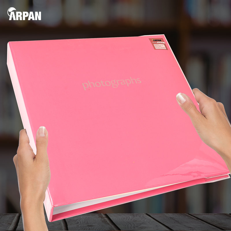 Arpan Extra-Large 3-Ring Binder Self Adhesive Photo Album 20/Sheets 40/Sides (Purple), Pink
