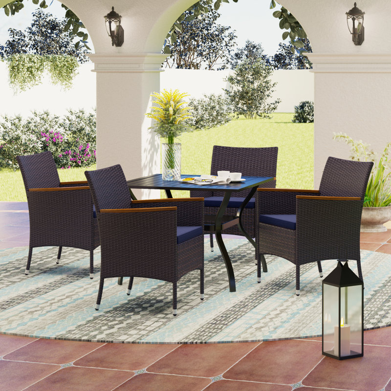 Alyah 4 - Person Patio Dining Set with Square Table , Cushions Included