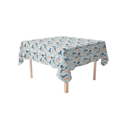 Xavery Square Tablecloth, 100% Cotton, 52X52", Cats Background