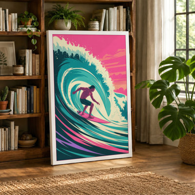 Rider in the Barrel Modern 1 Piece Wrapped Canvas Wall Art