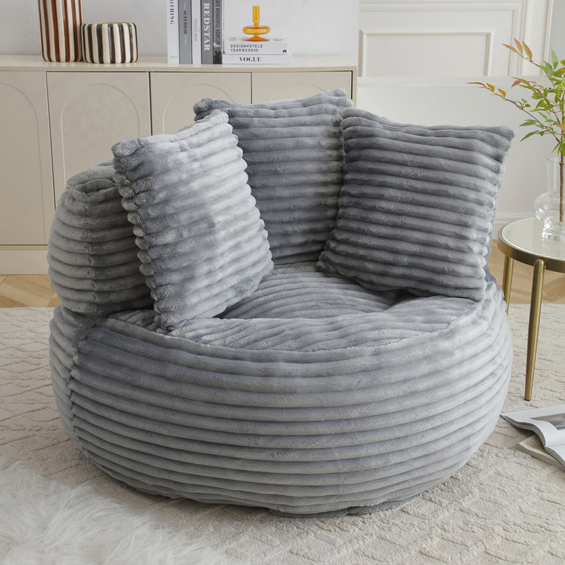 Fauteuil à billes en velours côtelé, Gris