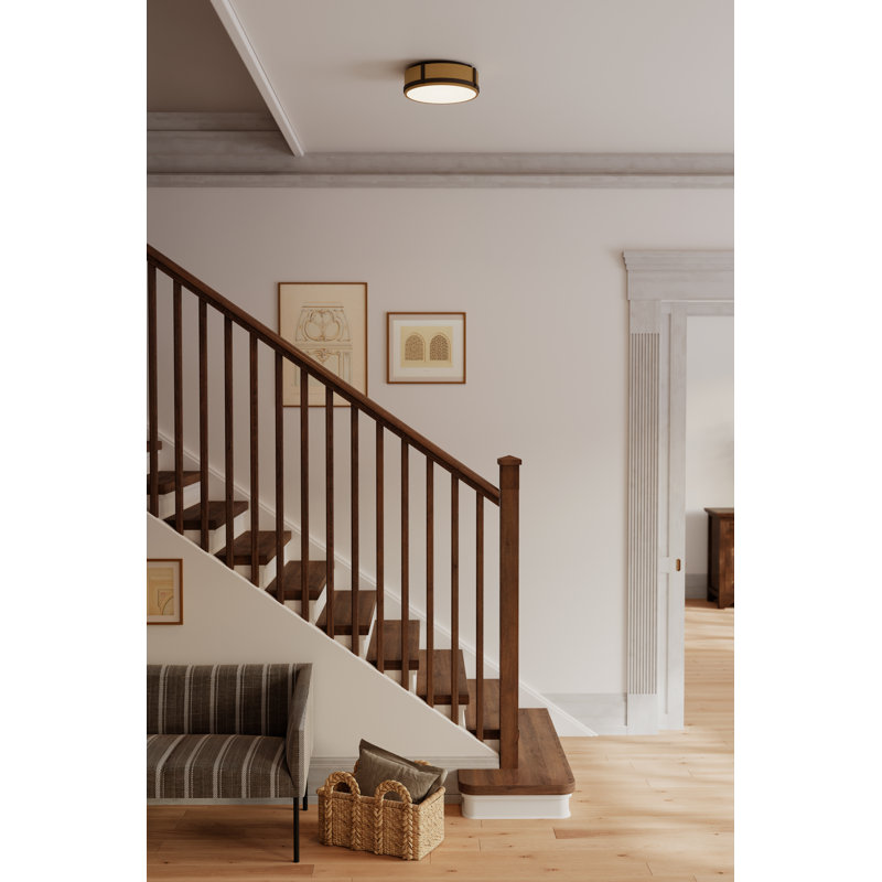Lynca 13.75" 5CCT LED Flush Mount, Brass/Black