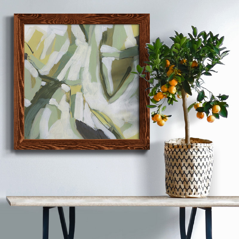 Toile encadrée Electric Lichen IV-Premium - prête à être accrochée, H 35,5 po x l 35,5 po x P 1,5 po, Érable encadré