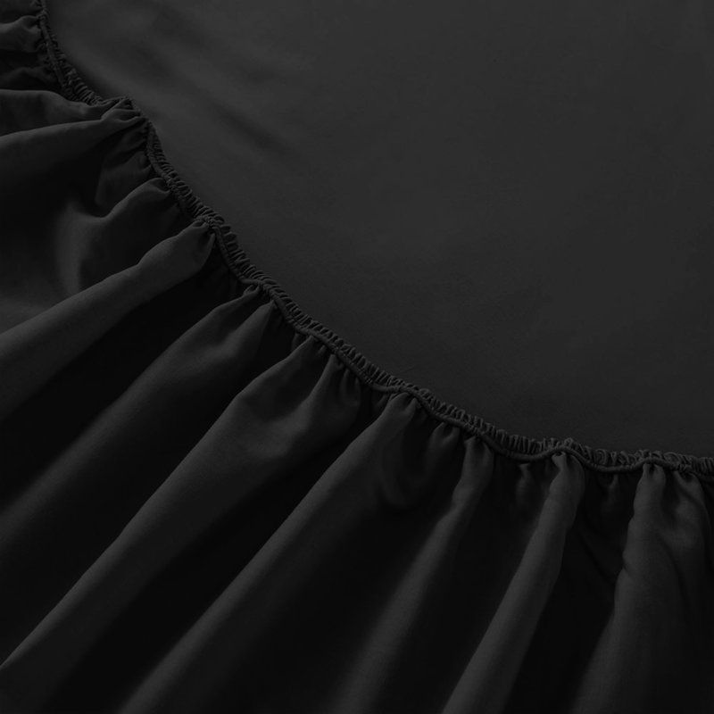 Mieasha Microfiber Plain Weave Fitted Sheet, Kingsize (5'), Black
