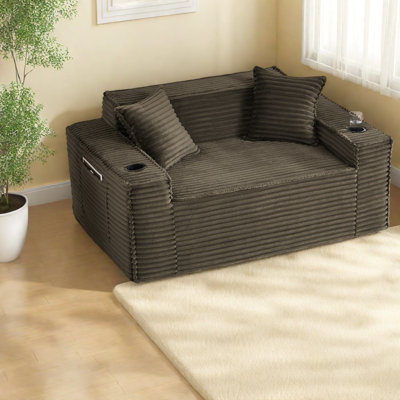 Compression Sofas With Storage, Corduroy Foam Modern Compact Home Couch