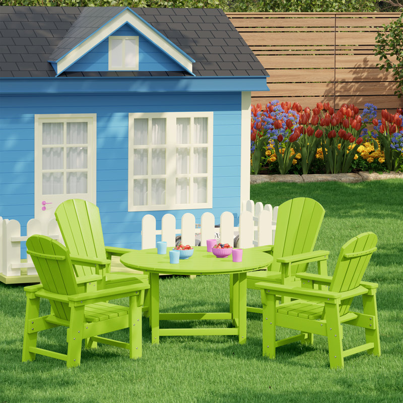 Laguna Kids Adirondack 5-Piece Round Table Dining Set, Lime