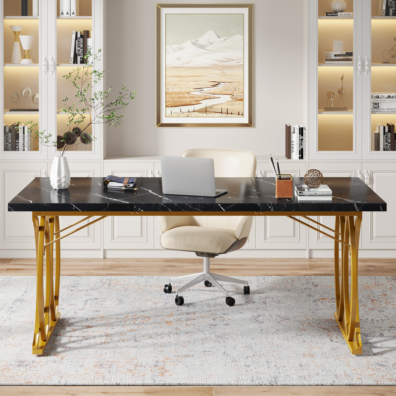 Bureau de direction l 62,99 po, Or, Black Marble