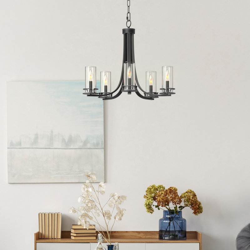  Lustre noir mat moderne à 5 lumières Devonshire, Noir mat