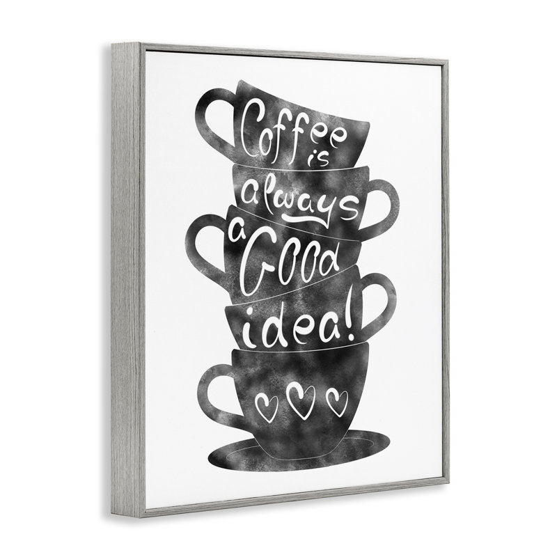 Tasses à café empilées et giclées encadrées, design par Marcus Prime, Estampe numérique Farmhouse, H 14 po x l 11 po