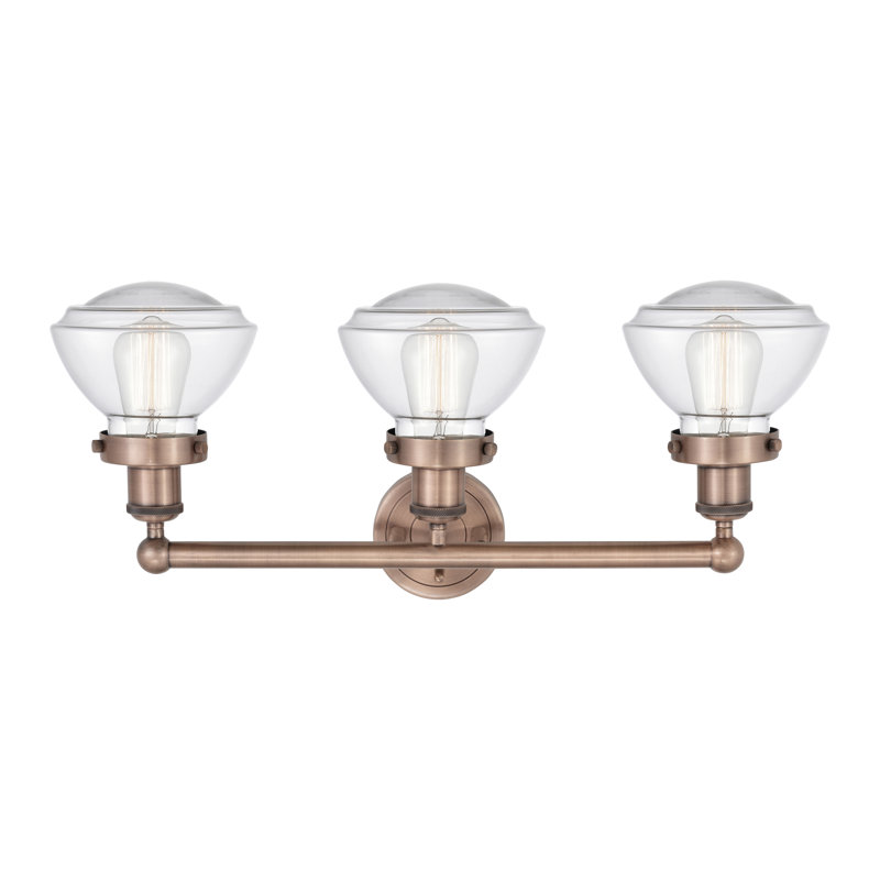 Éclairage pour meuble-lavabo à 3 lumières à intensité variable Almarosa, Transparent, Cuivre antique