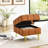 22 Inches Scratch Leather For Entryway - Pet- Storage Bench In Orange With Golden Stainless Steel Legs Orange, Alluring-1915023111