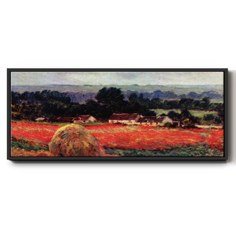 «The Poppy Blumefeld (The Barn)», reproduction sur toile par Claude Monet, H 24 po x l 60 po x P 1,5 po, Toile encadrée noire