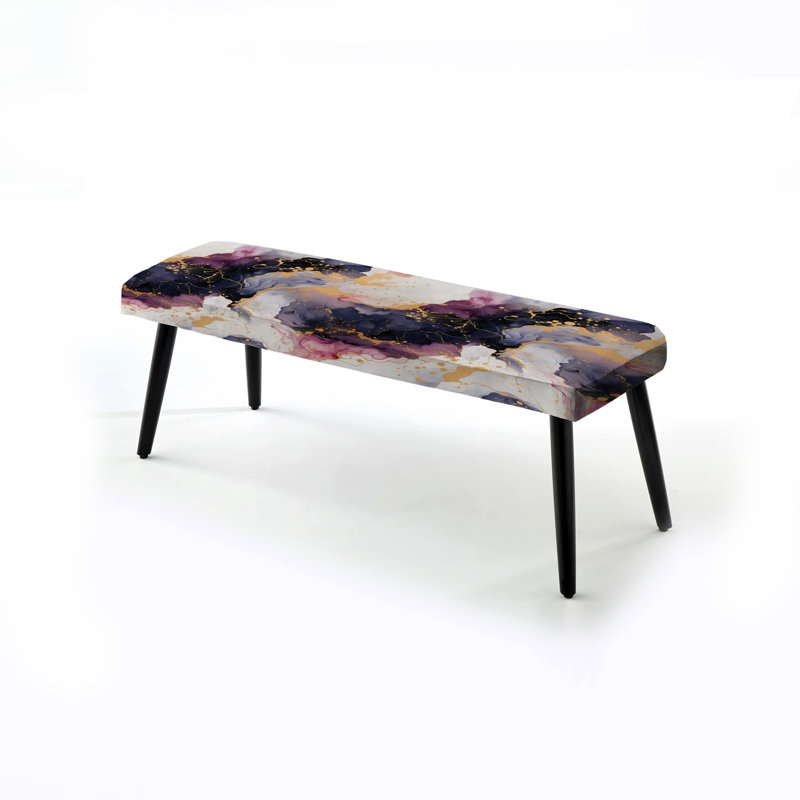 Gold Cosmic Intrigue Marble Mirage - Marble Upholstered Black Bench