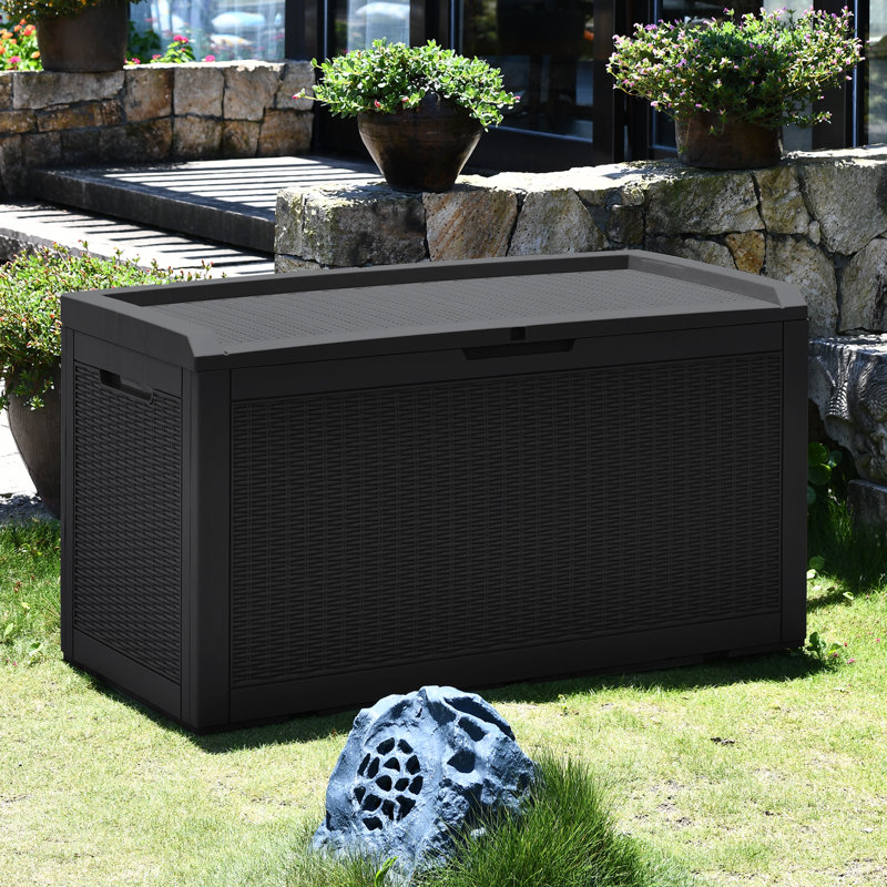 Modern Depo 100 Gallon Water Resistant Polypropylene(PP) Deck Box with ...
