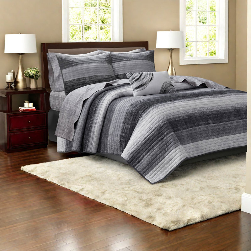 Ensemble de literie pour grand lit 8 pièces de qualité supérieure, mélange de microfibre de coton, motif à rayures moderne pour le confort de la maison
