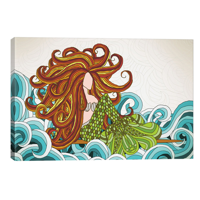 Mermaid Waves by Angelika Parker - Print on Canvas, 66.04 cm H x 45.72 cm W x 1.91 cm D, No Frame