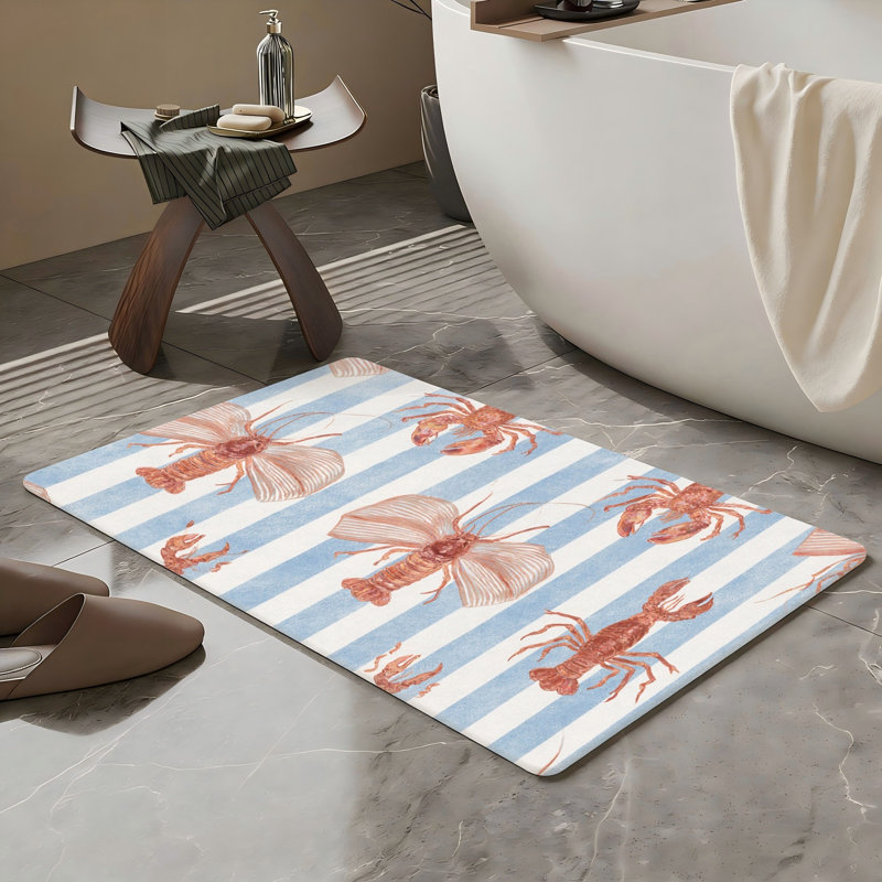 Tapis rouge pour salle de bain à rayures rouges, 20 po x 32 po, pour salle de bain