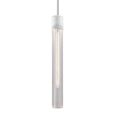 3" E26 Cylindrical Pendant Light, 18" Fluted Glass