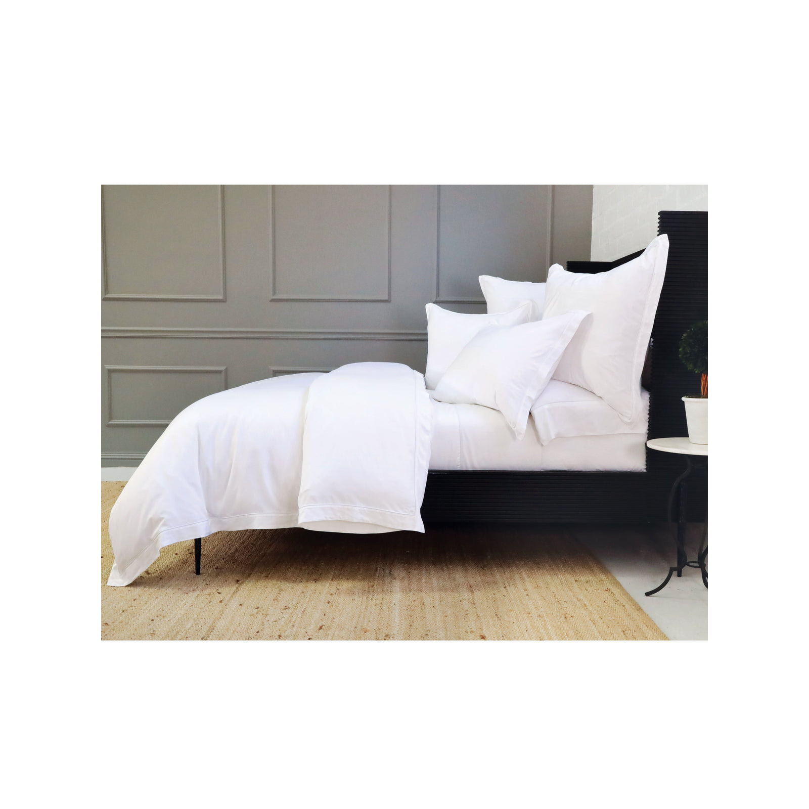 Sheena Rayon Duvet Cover Set, Queen Duvet Cover + 2 Standard Shams, White/White