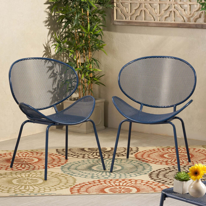 Ensemble de 2 chaises d'extérieur à structure en métal ELBA, Marine