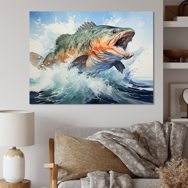 Pêche, rêves sur toile, Toile tendue, 16" H x 32" W