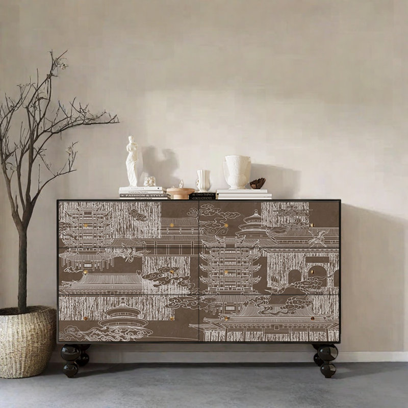 Solid Pine Six-Drawer Entryway Cabinet