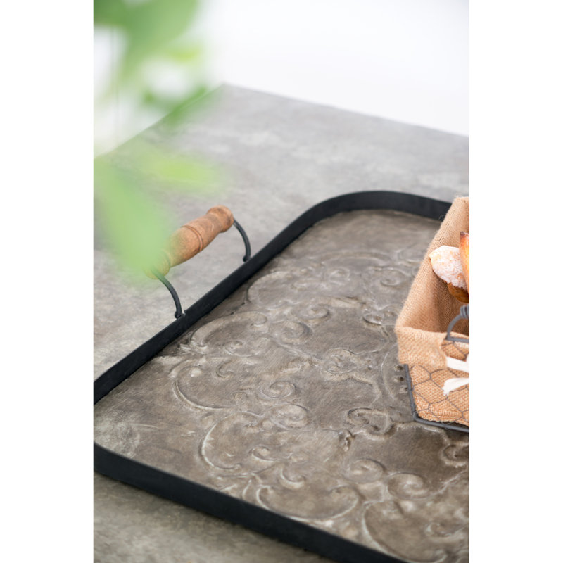 28.7X3.9X24.4" Fabius Iron Tray With Handle, Square