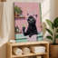 Funny Bathroom Black Cat Canvas Wall Art Cute Cat In Bathtub Poster Print Whimsical Animal Painting Pink Trendy Bathroom Picture Artwork Wall Decor For Bedroom Living Room Toilet Framed-2055910377