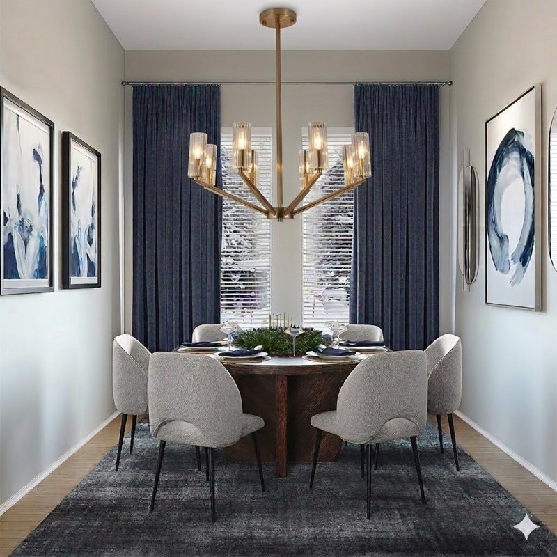 Lustre transitionnel en cuivre 8 lumières