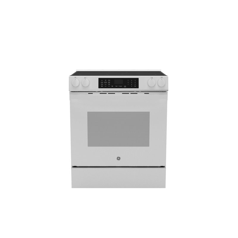 GE 30" Slide-In Electric Convection Range, White