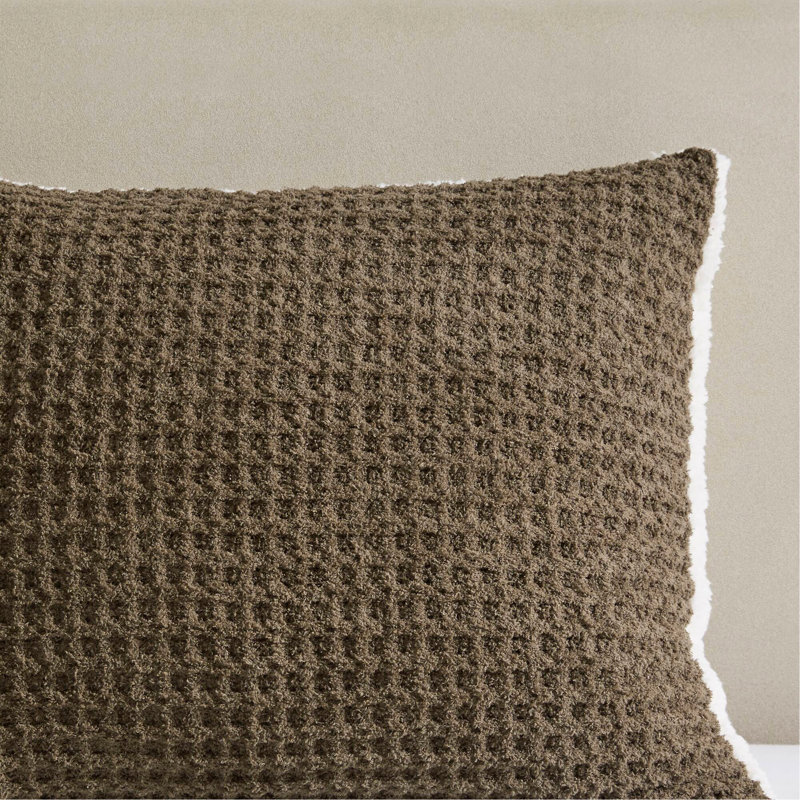 Ensemble d'édredon en chenille tricotée gaufrée, Édredon simple + 1 taie décorative