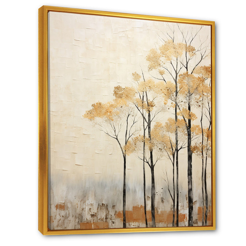 " Harmonous Beige Tree Art ", Gold Floater Framed, 32" H x 24" W