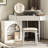 Space - Saving Vanity With 360 Rotatable Mirror, 3 Color Led Lights, And Spacious Storage For Beauty Products Modern White Makeup Desk Tri Folding Rotating Lighting, Comfortable Stool