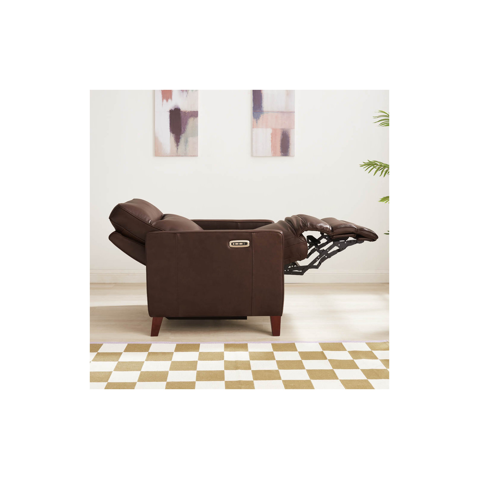 Tatum Top Grain Leather Power Recliner, Chestnut Brown Genuine Leather
