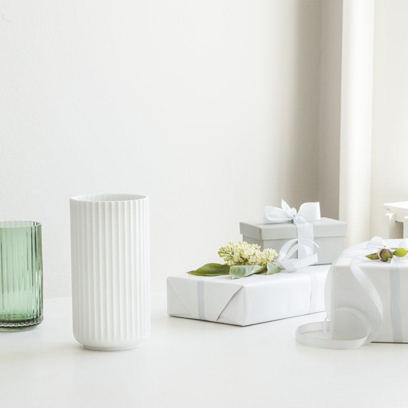 Handmade Glass Table Vase, 8.1" H x 4.3" W x 4.3" D, White