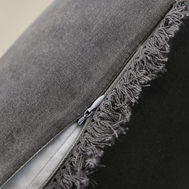 Pillow Covers with Tassels Soft Square Cotton Boho Farmhouse Throw Pillow Covers, Gray