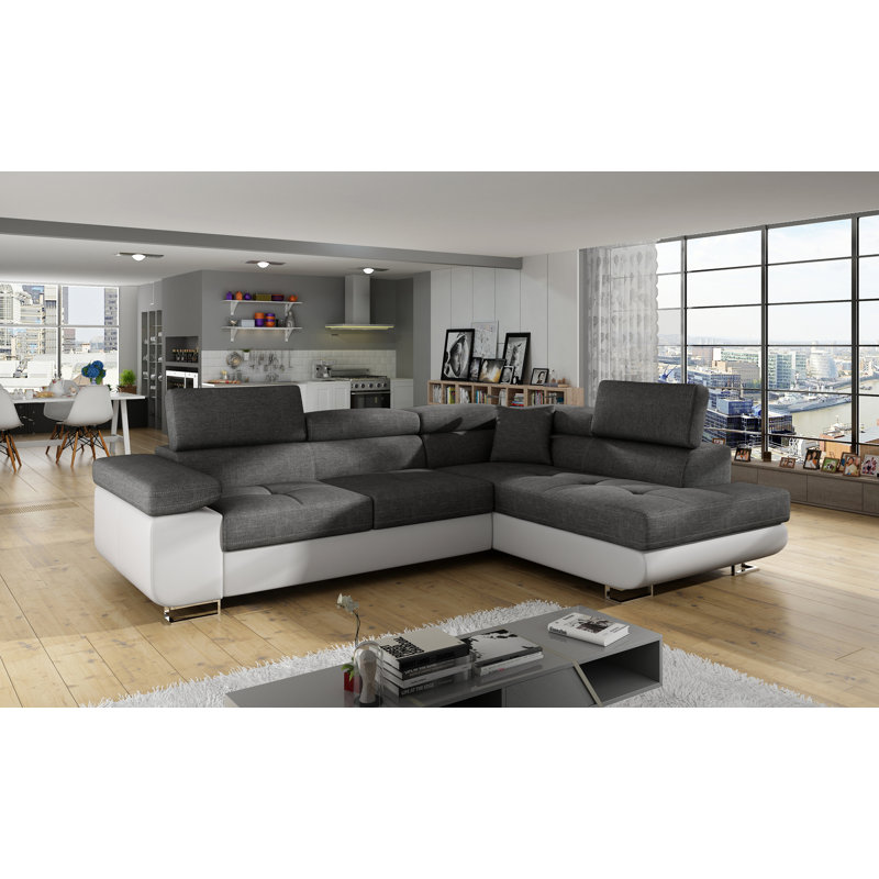 Supranowitz 3 Seater Sofa Bed, Grey/White, Right Hand Facing