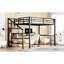 Grand lit mezzanine avec escalier, espace de travail en forme de L et - environnement de travail productif de grande taille, tablette réglable, rangement flexible
