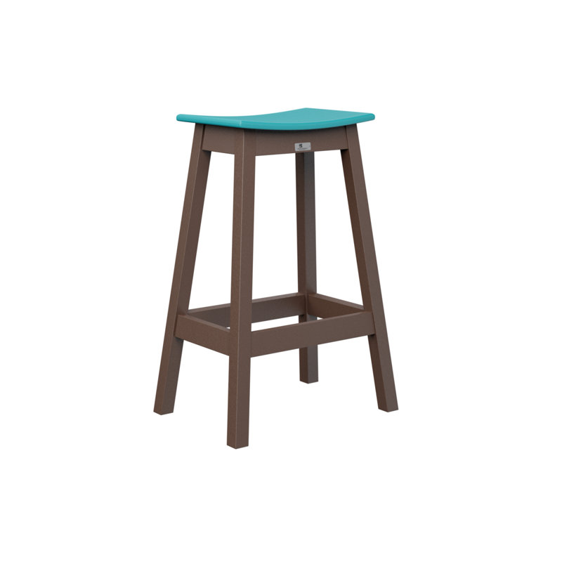 Outdoor Bar Stool, Aruba Blue, Chocolate Brown