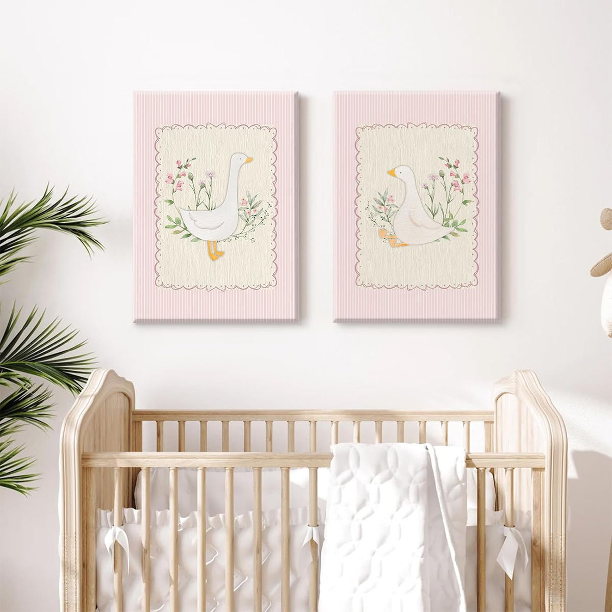 Lily Manor Vintage Nursery Wall Art Silly Goose Canvas Poster Pink ...