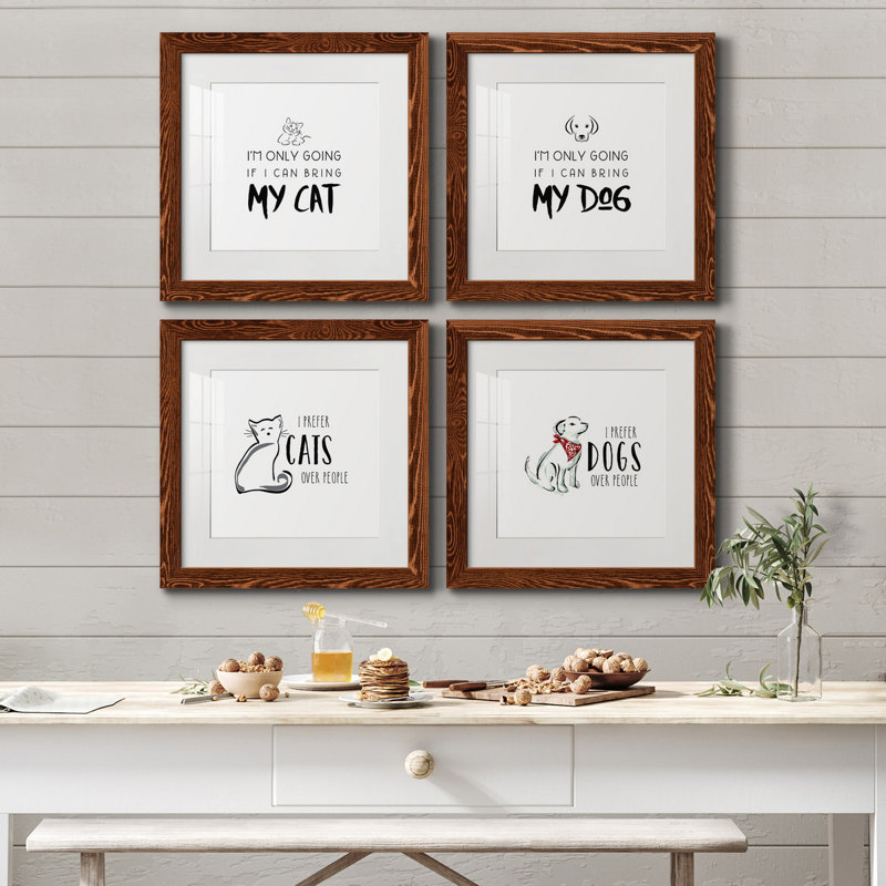«Bring My Cat», ensemble de 4 impressions sur toile encadrées, Érable encadré, H 71 po x l 71 po x P 1,5 po