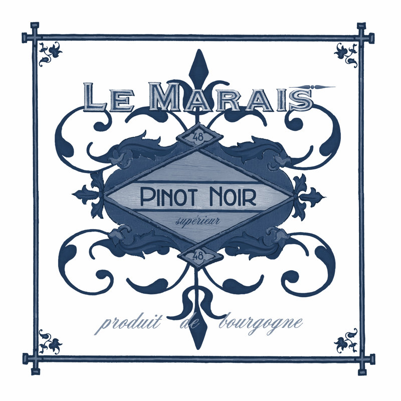 Indigo étiquettes à vin II, H 20 po x l 20 po