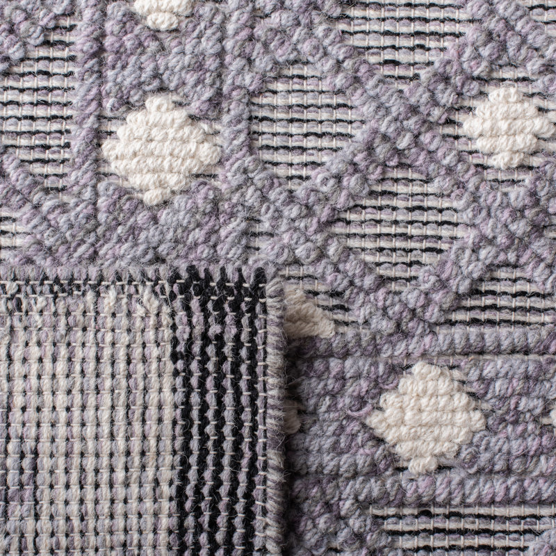Seguin Natura Hand Woven Wool/Cotton Geometric Rug in Gray, Rectangle 3' x 5'